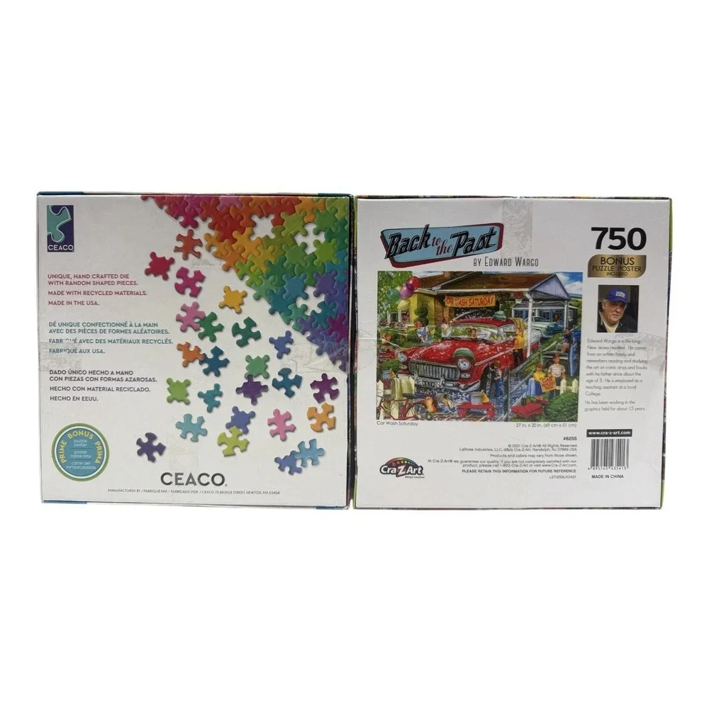 Lot of 2 Jigsaw Puzzles CEACO Weekend Retreat & Car Wash Saturday 1000/750